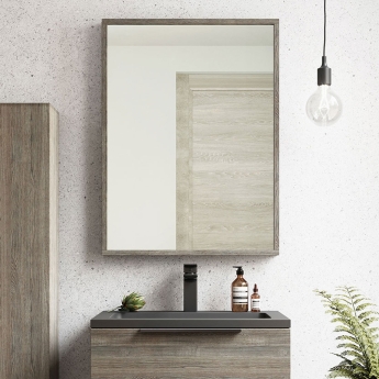 Orbit Illumo Bathroom Mirror 600mm H x 800mm W - Grey Oak | Product Image