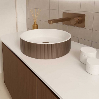 Orbit Koko Round Countertop Basin 360mm Wide 0 Tap Hole - Brushed Bronze
