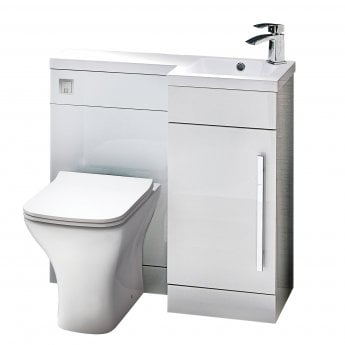 Orbit Life RH Combination Unit with Sculptured Basin 900mm Wide - Gloss White