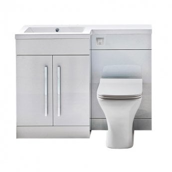 Orbit Life LH Combination Unit with Sculptured Basin 1100mm Wide - Gloss White