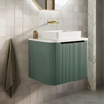 Orbit Linea Curve 600mm 1-Drawer Wall Hung Vanity Unit and Worktop with Basin | Product Image