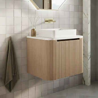Orbit Linea Curve 600mm 1-Drawer Wall Hung Vanity Unit and Worktop with Basin | Product Image