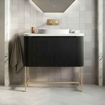 Orbit Linea Curve 900mm 1-Drawer Wall Hung Vanity Unit with Basin | Product Image