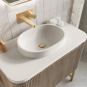 Orbit Linea Curve 1-Drawer Wall Hung Vanity Unit with Basin 600mm Wide - Reed Green | Product Image