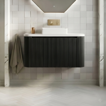 Orbit Linea Curve 900mm 1-Drawer Wall Hung Vanity Unit and Worktop with Basin | Product Image