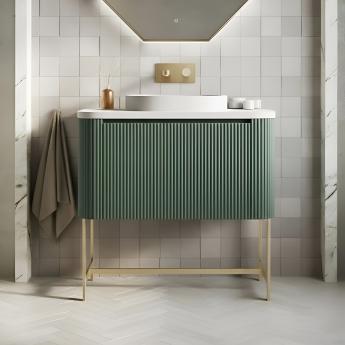 Orbit Linea Curve 900mm 1-Drawer Wall Hung Vanity Unit with Basin | Product Image