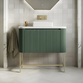 Orbit Linea Curve 900mm 1-Drawer Wall Hung Vanity Unit and Worktop with Basin | Product Image