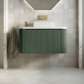 Orbit Linea Curve 900mm 1-Drawer Wall Hung Vanity Unit and Worktop with Basin | Product Image