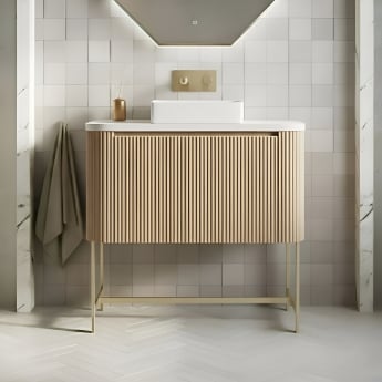 Orbit Linea Curve 900mm 1-Drawer Wall Hung Vanity Unit and Worktop with Basin | Product Image