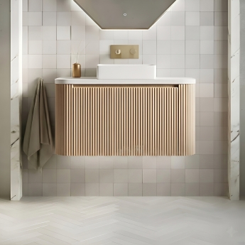 Orbit Linea Curve 900mm 1-Drawer Wall Hung Vanity Unit and Worktop with Basin | Product Image
