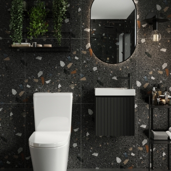 Orbit Linea Cloakroom 1-Drawer Wall Hung Vanity Unit with Basin 400mm Wide - Matte Black