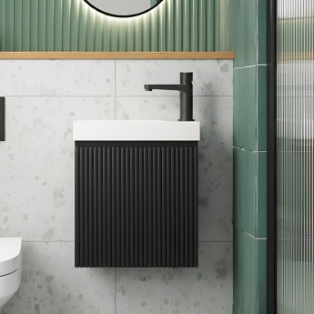 Orbit Linea Cloakroom 1-Drawer Wall Hung Vanity Unit with Basin 400mm Wide | Product Image