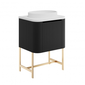 Orbit Linea Curve 1-Drawer Wall Hung Vanity Unit with Basin 600mm Wide - Matte Black