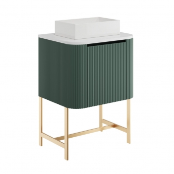 Orbit Linea Curve 1-Drawer Wall Hung Vanity Unit with Basin 600mm Wide - Reed Green