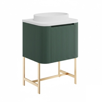 Orbit Linea Curve 1-Drawer Wall Hung Vanity Unit with Basin 600mm Wide - Reed Green | Product Image