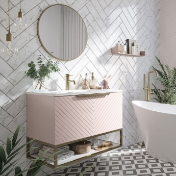 Orbit Macie LED Bathroom Mirror with Demister Pad 600mm Diameter - Brushed Brass