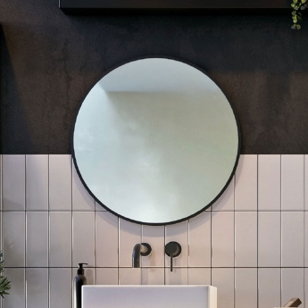 Orbit Macie LED Bathroom Mirror with Demister Pad 600mm Diameter - Black | Product Image
