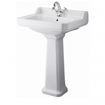 Orbit Harrogate Basin and Full Pedestal 600mm Wide - 1 Tap Hole