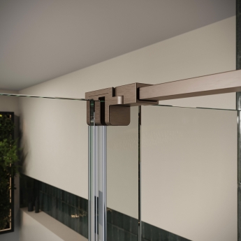 Orbit Momentum Brushed Bronze Frameless Sliding Wet Room Glass Panel - 8mm