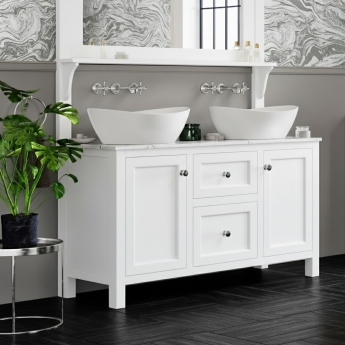 Orbit Harrogate Montpelier Vanity Unit with Worktop 1200mm Wide and Two Countertop Basin | Product Image