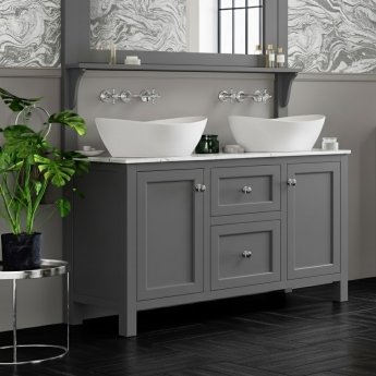 Orbit Harrogate Montpelier Vanity Unit with Worktop 1200mm Wide and Two Countertop Basin | Product Image