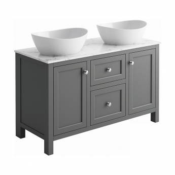 Orbit Harrogate Montpelier Vanity Unit with Worktop 1200mm Wide and Two Countertop Basin