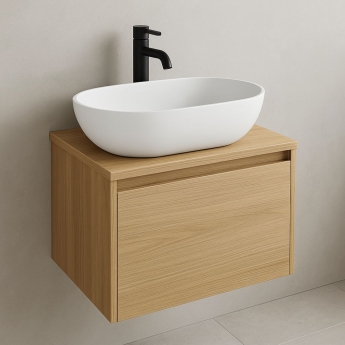 Orbit Neo Sit-On Countertop Basin 560mm Wide Matt White - 0 Tap Hole