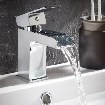 Orbit Neto Mini Mono Basin Mixer Tap with Push Button Waste - Chrome