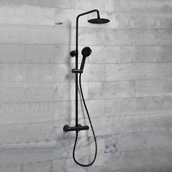 Orbit Noire Middleton Thermostatic Bar Shower Mixer with Shower Kit and Fixed Head - Matt Black