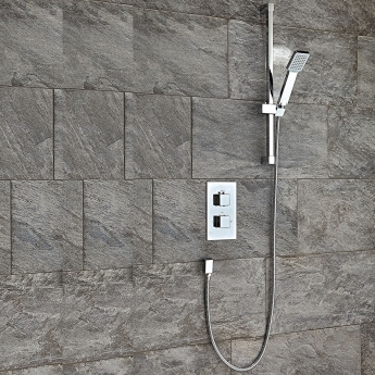 Orbit Recessed Square Concealed Shower Valve with Diverter Dual Handle - Chrome