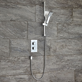 Orbit Recessed Thermostatic Square Concealed Shower Valve Dual Handle - Chrome