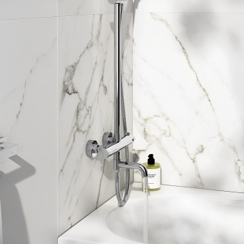 Orbit Rondo Thermostatic Rigid Riser Shower Kit with Bath Filler - Chrome