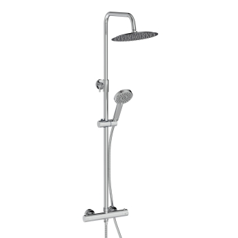 Orbit Round Rigid Riser Shower Kit with Fixed Head and Shower Handset - Chrome | Product Image