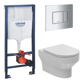 Orbit Solna Round Wall Hung Toilet 5-in-1 Bundle with Grohe Rapid SL Frame