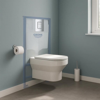 Orbit Solna Round Wall Hung Toilet 5-in-1 Bundle with Grohe Rapid SL Frame