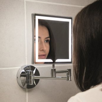 Orbit Square Wall Hung LED Makeup Bathroom Mirror 200mm H x 200mm W
