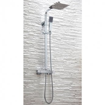 Orbit Square Bar Mixer Shower Shower Kit with Fixed Head - Chrome
