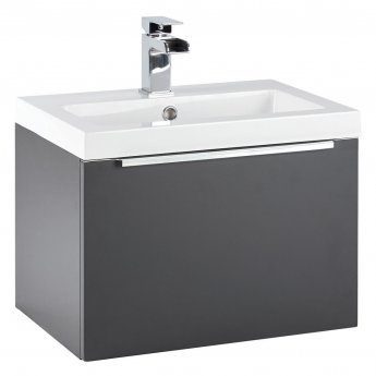 Orbit Supreme Wall Hung 1-Drawer Vanity Unit with Basin 500mm Wide - Graphite Grey