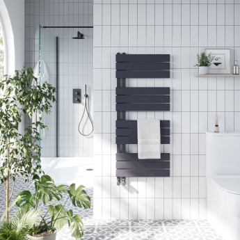 Orbit Thames Designer Heated Towel Rail 1640mm H x 600mm W - Carbon Anthracite