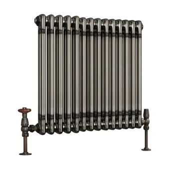 Orbit 2 Column Designer Horizontal Radiator 600mm H x 636mm W - Raw Metal