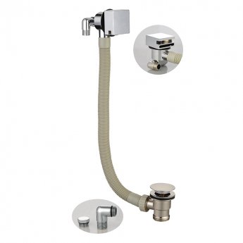 Orbit Square Bath Filler with Sprung Waste and Overflow - Chrome