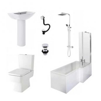 Bliss Complete Bathroom Suite with 1700mm x 850mm RH L-Shaped Shower Bath
