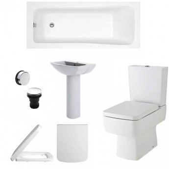 Bliss Complete Bathroom Suite with 1700mm x 750mm Square Single Ended Bath