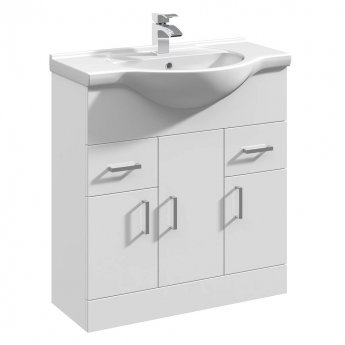 Melbourne Complete Furniture Bathroom Suite with 1700mm x 735/800mm LH B-Shaped Shower Bath