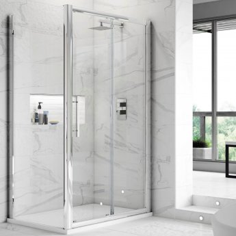 1200 x 760 mm Modern Sliding Shower Cubicle Door Bathroom Shower Enclosure with Side Panel Tray