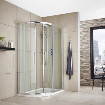 Hudson Reed Apex Offset Quadrant Shower Enclosure with Tray 900mm x 800mm LH - 8mm Glass