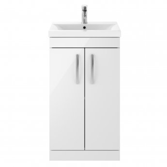 Nuie Athena Floor Standing 2-Door Vanity Unit with Basin-3 500mm Wide - Gloss White