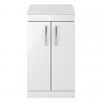 Nuie Athena Floor Standing 2-Door Vanity Unit and Worktop 500mm Wide - Gloss White