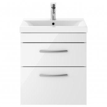 Nuie Athena Wall Hung 2-Drawer Vanity Unit with Basin-1 500mm Wide - Gloss White