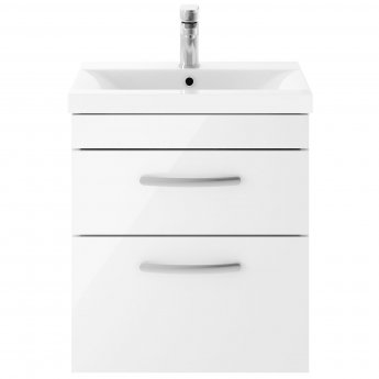 Nuie Athena Wall Hung 2-Drawer Vanity Unit with Basin-3 500mm Wide - Gloss White